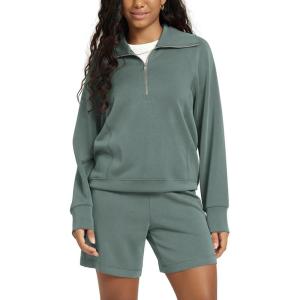 imageODODOS Modal Soft HalfZip Sweatshirts for Women Long Sleeve Relaxed Fit Collared Pullover TopSlate Green