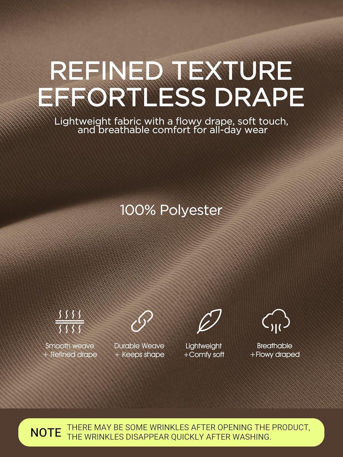 imageODODOS Chiffon Flowy Pleated Wide Leg Pants for Women Lightweight High Waist Trouser with Pockets2729quot 31quot InseamEmperador