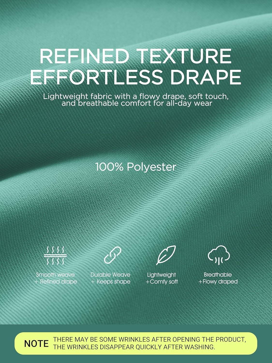 imageODODOS Chiffon Flowy Pleated Wide Leg Pants for Women Lightweight High Waist Trouser with Pockets2729quot 31quot InseamLake Green