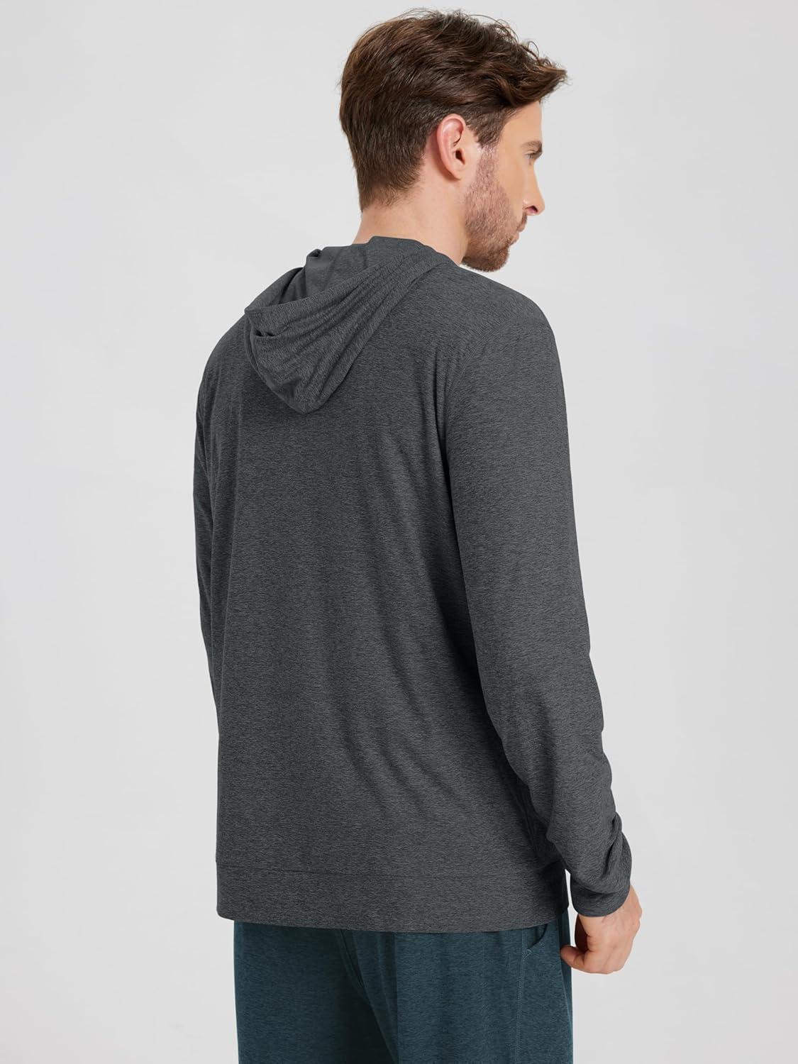 imageODODOS Mens FullZip Hoodie  Stratum Tech Ultra Soft Outfit UPF 50 Performance Hooded Jacket with PocketsCharcoal Heather