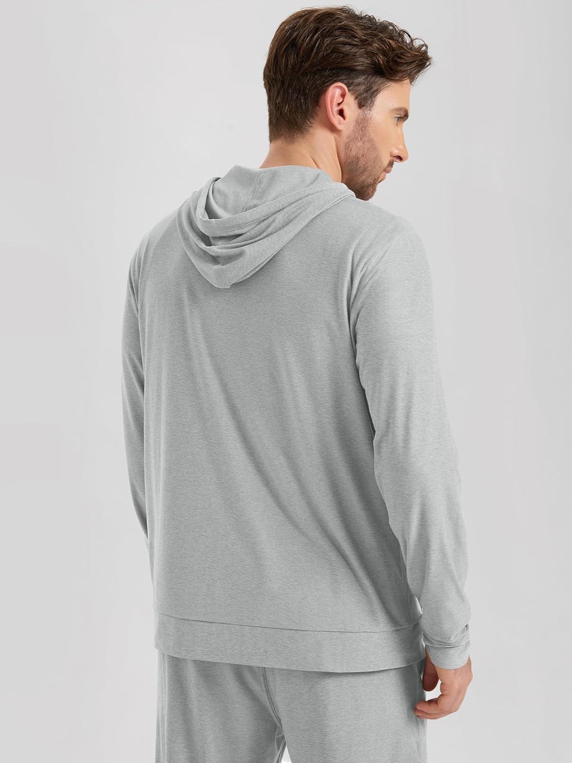 imageODODOS Mens FullZip Hoodie  Stratum Tech Ultra Soft Outfit UPF 50 Performance Hooded Jacket with PocketsPale Grey Heather