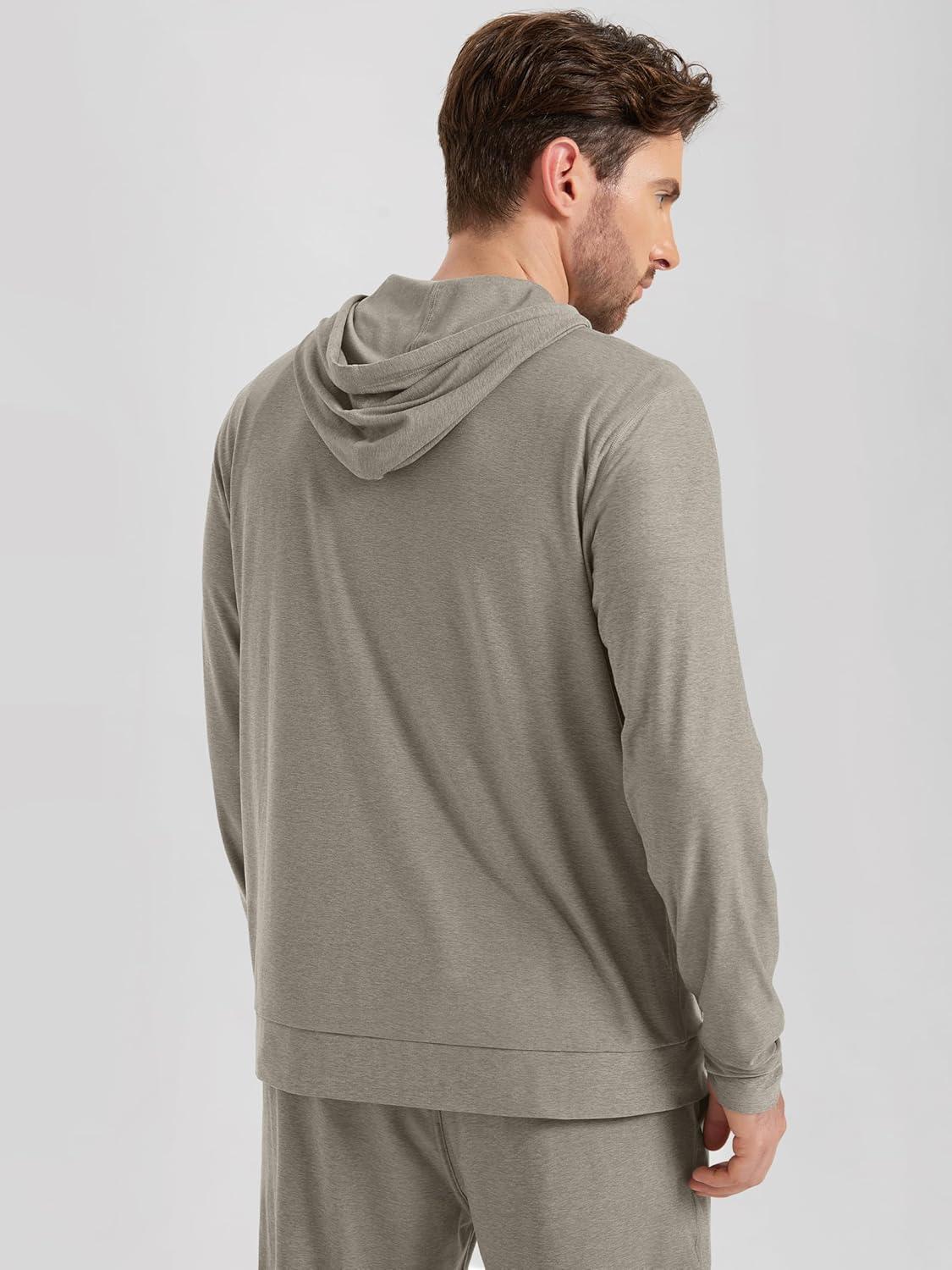 imageODODOS Mens FullZip Hoodie  Stratum Tech Ultra Soft Outfit UPF 50 Performance Hooded Jacket with PocketsWarm Grey Heather