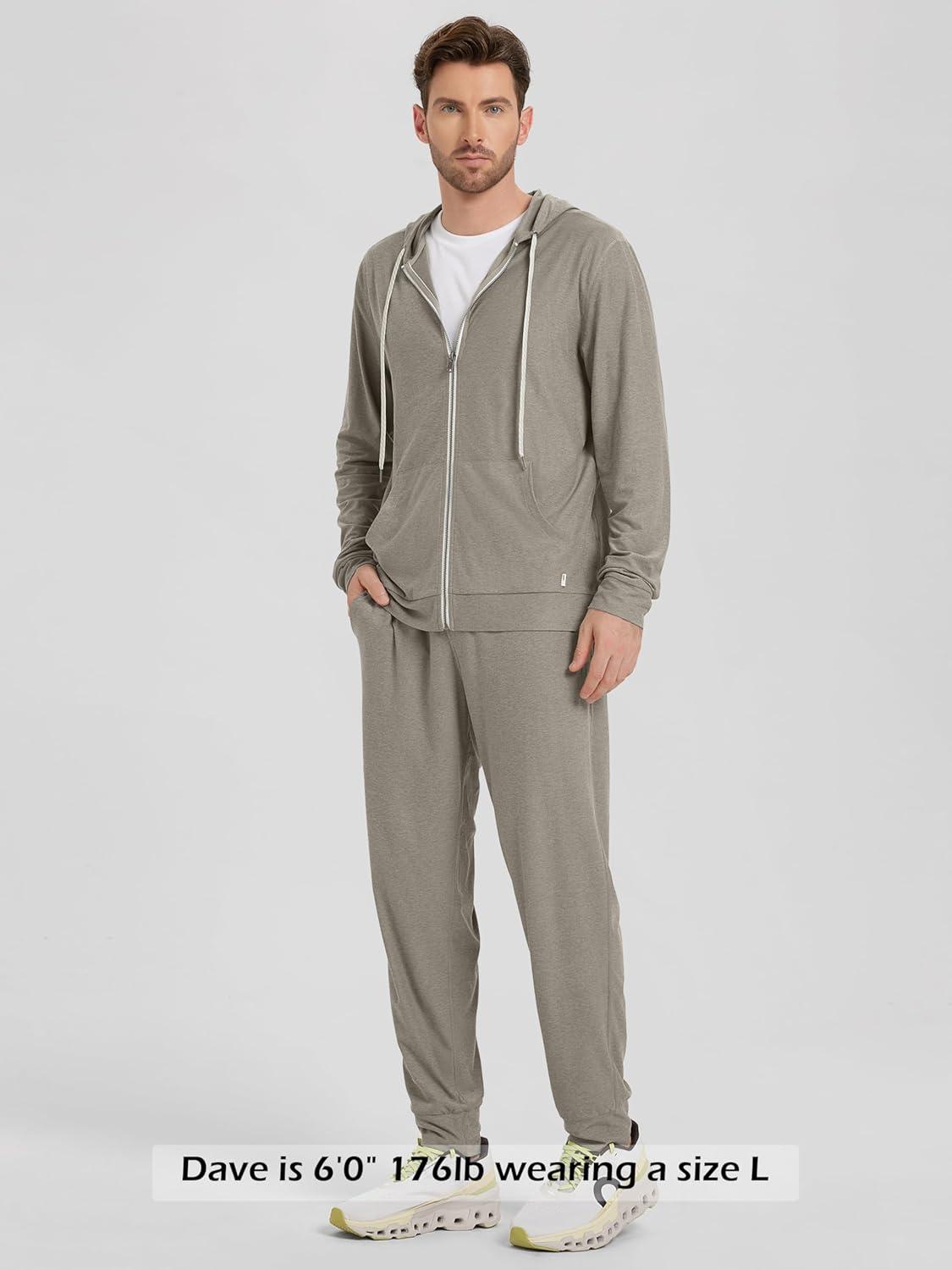 imageODODOS Mens FullZip Hoodie  Stratum Tech Ultra Soft Outfit UPF 50 Performance Hooded Jacket with PocketsWarm Grey Heather