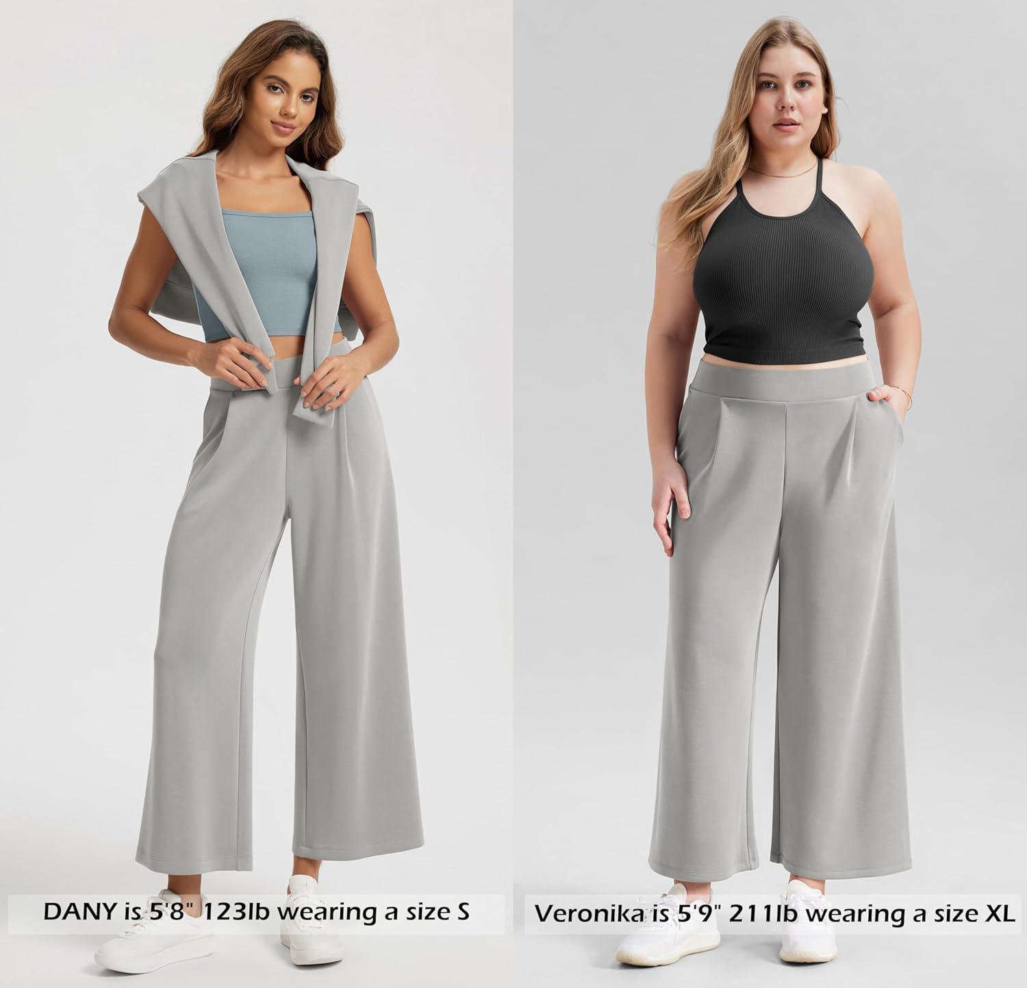 imageODODOS Modal Soft Wide Leg Cropped Pants for Women High Waist Casual Relaxed Pants with Pockets25 InseamLight Gray