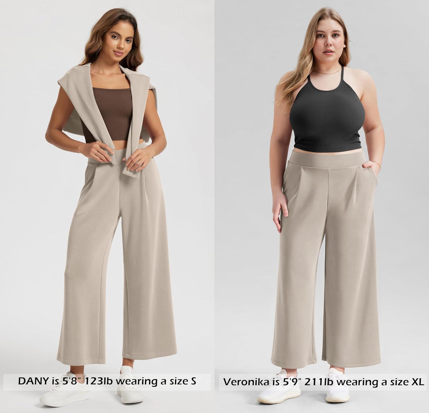 imageODODOS Modal Soft Wide Leg Cropped Pants for Women High Waist Casual Relaxed Pants with Pockets25 InseamSmokey Taupe