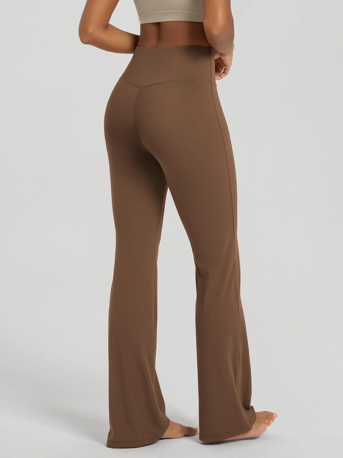 imageODODOS Womens High Waist Flared Yoga Pants Tummy Control Gym Workout Bootcut Leggings with Inner Pocket  29quot  31quot InseamBrunette