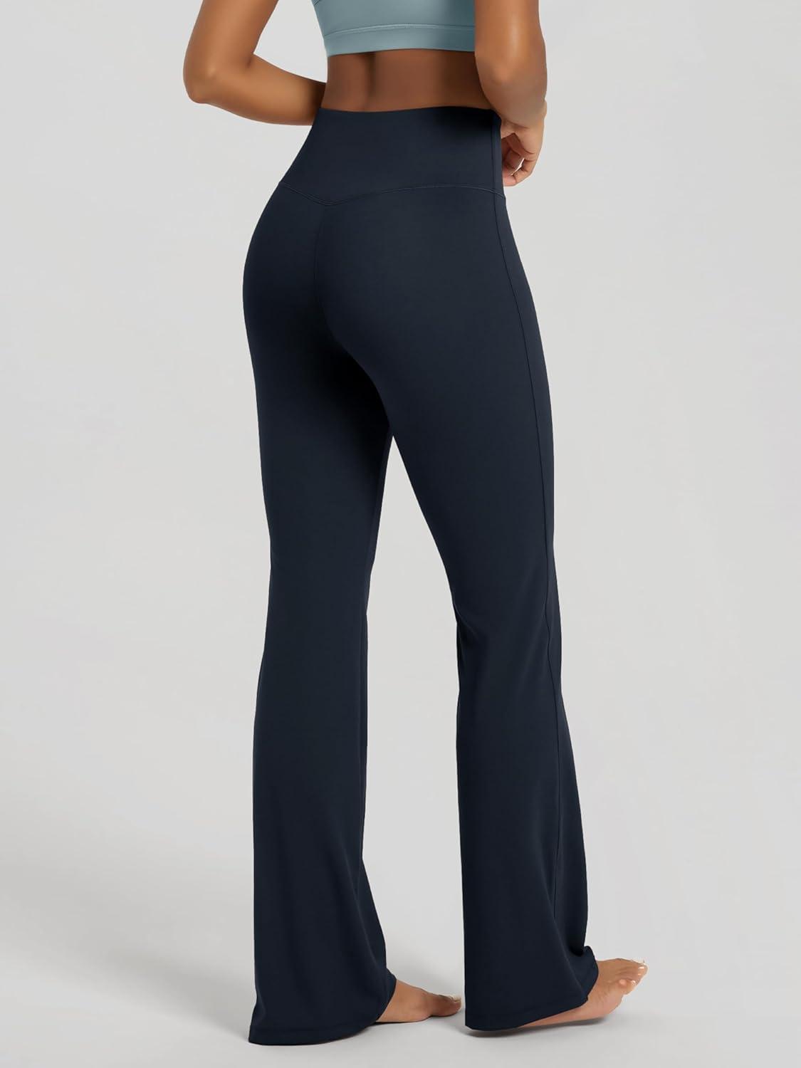 imageODODOS Womens High Waist Flared Yoga Pants Tummy Control Gym Workout Bootcut Leggings with Inner Pocket  29quot  31quot InseamDeep Navy