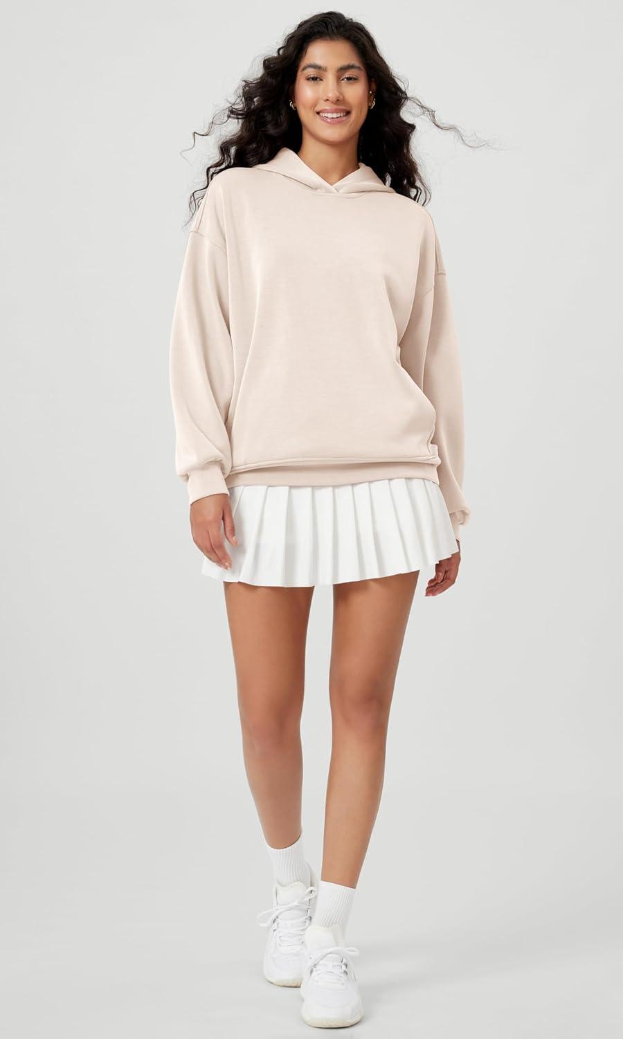 imageODODOS Womens Modal Soft Oversized Hoodies Long Sleeve Hooded Sweatshirts Pullover Top with Kangaroo PocketBeige