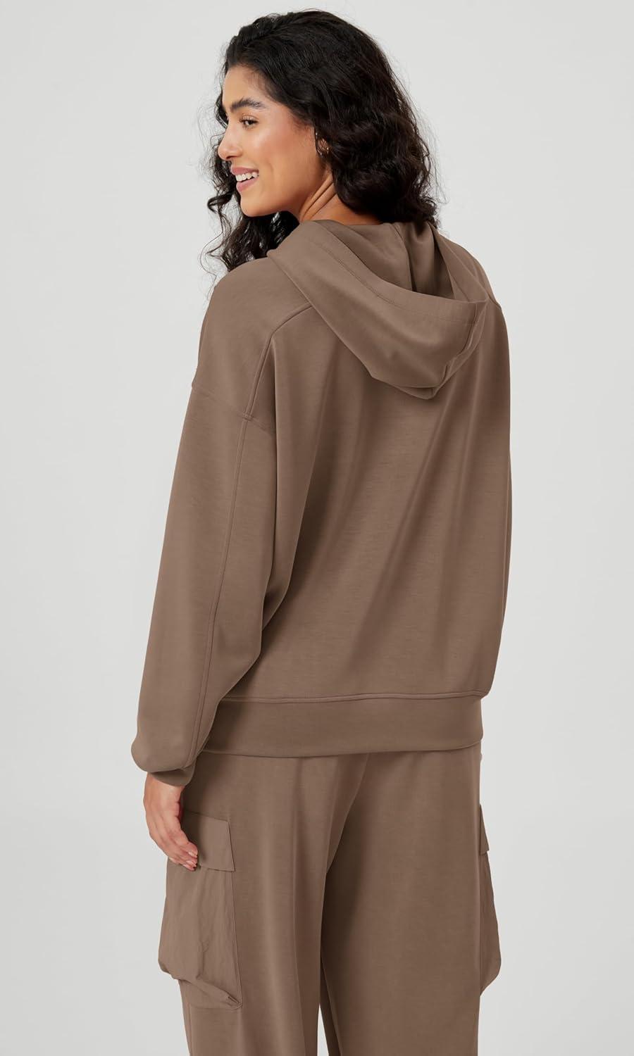 imageODODOS Womens Modal Soft Oversized Hoodies Long Sleeve Hooded Sweatshirts Pullover Top with Kangaroo PocketNutria