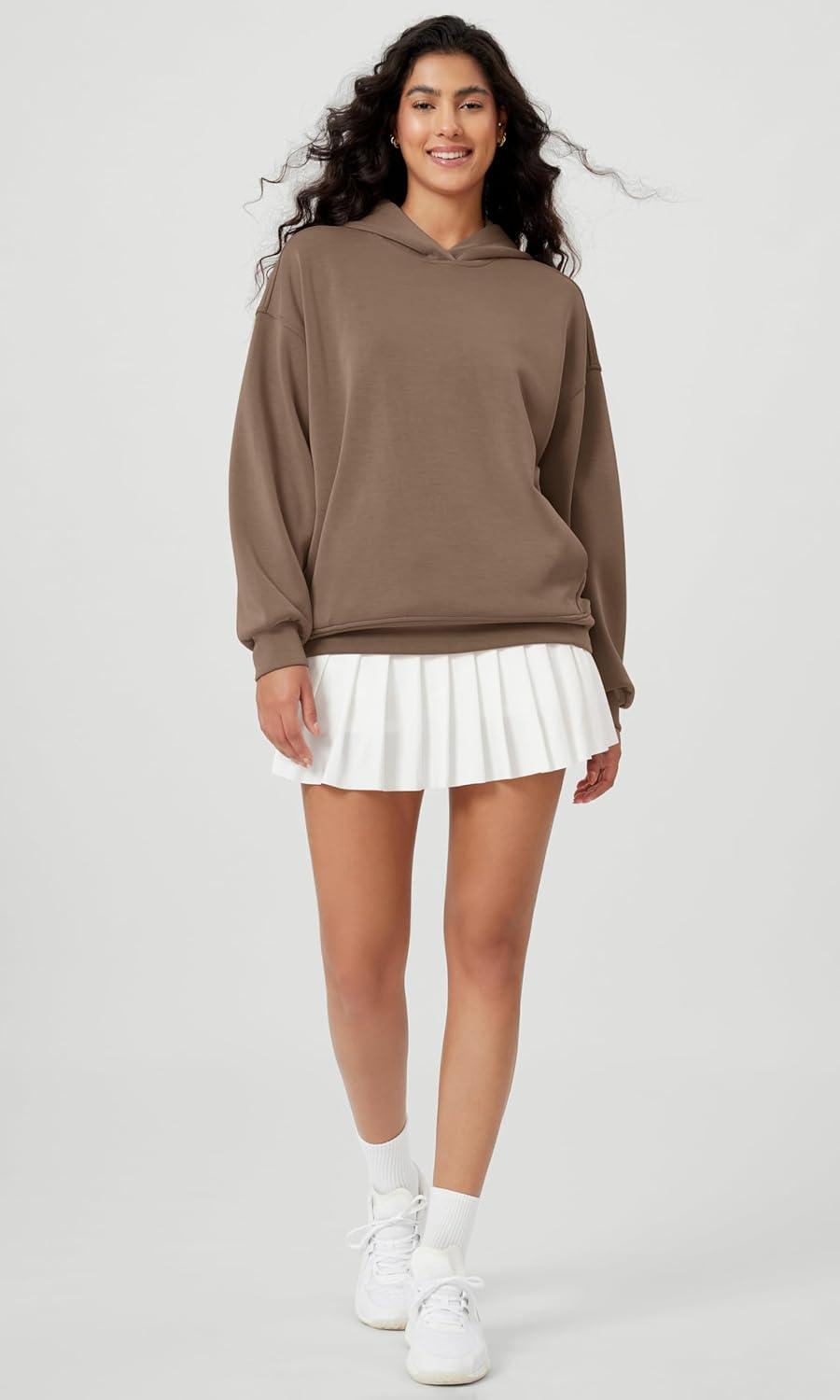 imageODODOS Womens Modal Soft Oversized Hoodies Long Sleeve Hooded Sweatshirts Pullover Top with Kangaroo PocketNutria