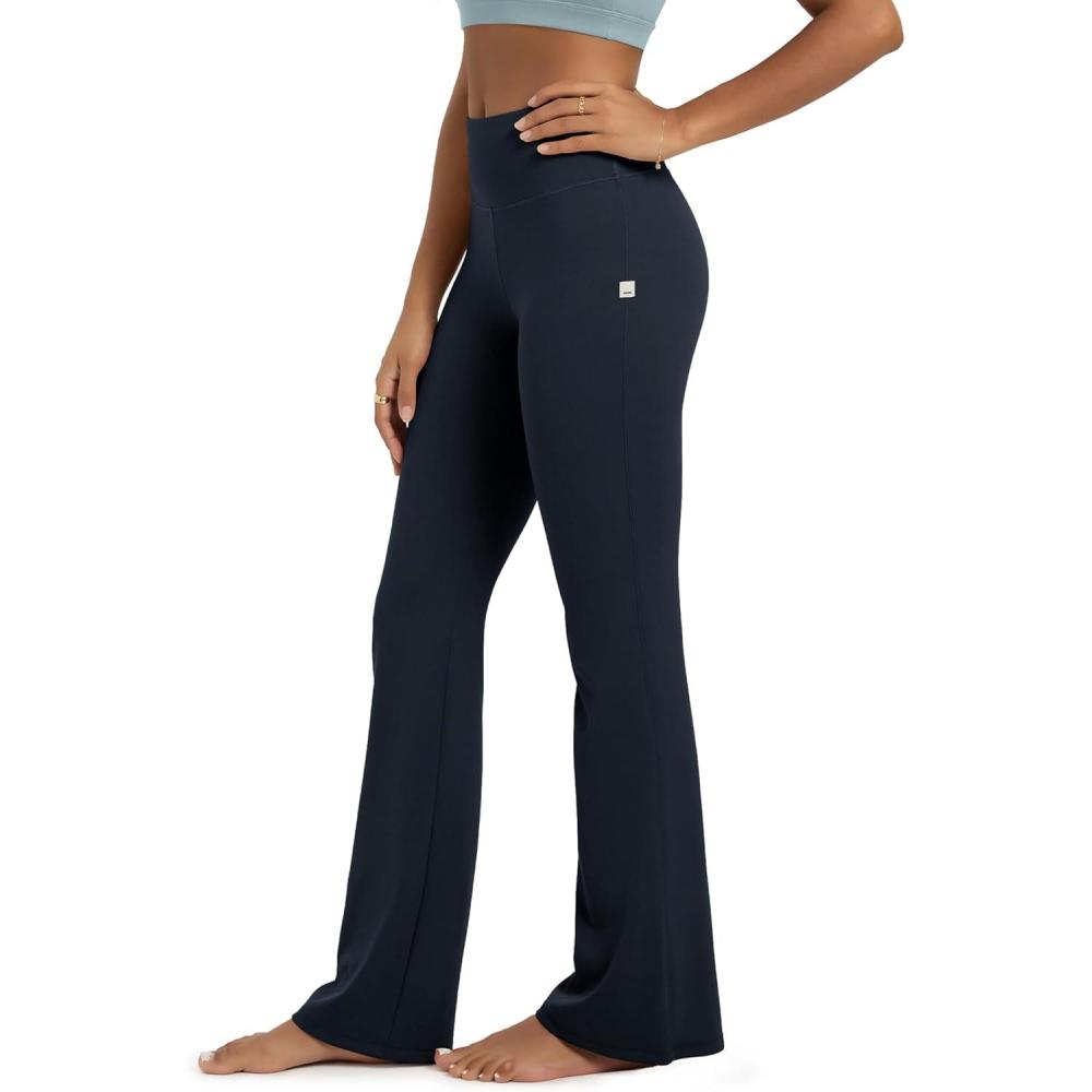 imageODODOS Womens High Waist Flared Yoga Pants Tummy Control Gym Workout Bootcut Leggings with Inner Pocket  29quot  31quot InseamDeep Navy