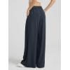 imageODODOS Chiffon Flowy Pleated Wide Leg Pants for Women Lightweight High Waist Trouser with Pockets2729quot 31quot InseamDark Navy