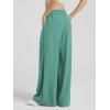 imageODODOS Chiffon Flowy Pleated Wide Leg Pants for Women Lightweight High Waist Trouser with Pockets2729quot 31quot InseamLake Green