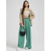 imageODODOS Chiffon Flowy Pleated Wide Leg Pants for Women Lightweight High Waist Trouser with Pockets2729quot 31quot InseamLake Green