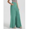 imageODODOS Chiffon Flowy Pleated Wide Leg Pants for Women Lightweight High Waist Trouser with Pockets2729quot 31quot InseamLake Green