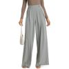 imageODODOS Chiffon Flowy Pleated Wide Leg Pants for Women Lightweight High Waist Trouser with Pockets2729quot 31quot InseamMirage Gray
