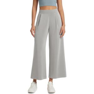 imageODODOS Modal Soft Wide Leg Cropped Pants for Women High Waist Casual Relaxed Pants with Pockets25 InseamLight Gray