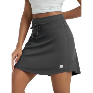 imageODODOS Womens Drawstring Tie Daily Skirts Long 17quot  Builtin Shorts Athletic Golf Tennis Skorts with Ball PocketCharcoal