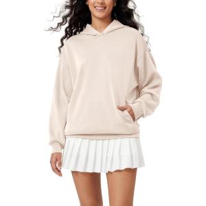 imageODODOS Womens Modal Soft Oversized Hoodies Long Sleeve Hooded Sweatshirts Pullover Top with Kangaroo PocketBeige