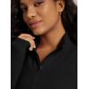 imageODODOS Womens Stretch Fleece HalfZip Sweatshirts  Ultra Soft Cozy Warm Long Sleeve Mock Neck Pullover TopsBlack