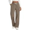imageODODOS Womens Brushed Fleece Straight Leg Pants  Cozy Warm HighRise Relaxed Lounge Sweatpants with Pockets  29quot InseamWood Brown Heather
