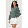 imageODODOS Womens Modal Soft Cinchable Sweatshirts Half Zipper Funnel Neck Oversize Pullover with PocketsSlate Green