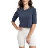 imageODODOS Womens Cropped TShirt  Ultra Soft Short Sleeve Top Crew Neck Relaxed Fit Casual Tee for Everyday WearNaval