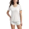 imageODODOS Womens Short Sleeve TShirts with Pocket  Ultra Soft Relaxed Tee Casual Lounge Yoga TopsMilk White