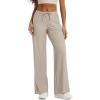 imageODODOS Womens Wide Leg Pants  Ultra Soft Stratum Tech Adjustable MidRise Casual Pajama Lounge PantsMocha Heather