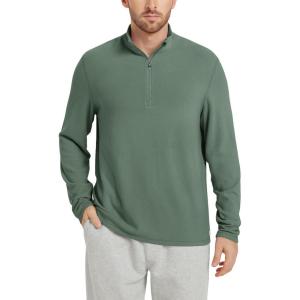 imageODODOS Mens Stretch Fleece HalfZip Sweatshirts  UltraSoft Cozy Warm Long Sleeve Shirt Mock Neck Pullover TopsBeryl Green