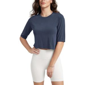 imageODODOS Womens Cropped TShirt  Ultra Soft Short Sleeve Top Crew Neck Relaxed Fit Casual Tee for Everyday WearNaval