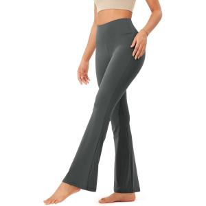 imageODODOS Womens High Waist Flared Yoga Pants 20 Tummy Control Gym Workout Bootcut Leggings with Inner Pocket 29quot 31quot InseamCharcoal