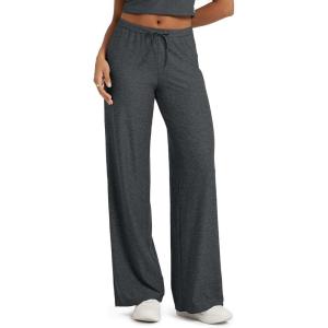 imageODODOS Womens Wide Leg Pants  Ultra Soft Stratum Tech Adjustable MidRise Casual Pajama Lounge PantsCharcoal Heather