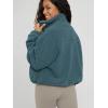 imageODODOS Womens Sherpa Fleece FullZip Jacket Long Sleeve Coat Soft Warm Cinchable Outerwear with PocketsSaxony Blue