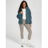 imageODODOS Womens Sherpa Fleece FullZip Jacket Long Sleeve Coat Soft Warm Cinchable Outerwear with PocketsSaxony Blue