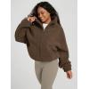 imageODODOS Womens Sherpa Fleece HalfZip Pullover  Cozy Warm Long Sleeve Sweatshirt Cinchable Outerwear with PocketsCoffee Brown