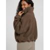 imageODODOS Womens Sherpa Fleece HalfZip Pullover  Cozy Warm Long Sleeve Sweatshirt Cinchable Outerwear with PocketsCoffee Brown