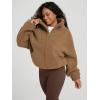 imageODODOS Womens Sherpa Fleece HalfZip Pullover  Cozy Warm Long Sleeve Sweatshirt Cinchable Outerwear with PocketsCognac Copper