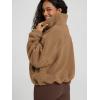 imageODODOS Womens Sherpa Fleece HalfZip Pullover  Cozy Warm Long Sleeve Sweatshirt Cinchable Outerwear with PocketsCognac Copper