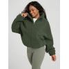 imageODODOS Womens Sherpa Fleece HalfZip Pullover  Cozy Warm Long Sleeve Sweatshirt Cinchable Outerwear with PocketsMoss Green