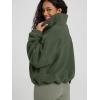 imageODODOS Womens Sherpa Fleece HalfZip Pullover  Cozy Warm Long Sleeve Sweatshirt Cinchable Outerwear with PocketsMoss Green