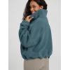 imageODODOS Womens Sherpa Fleece HalfZip Pullover  Cozy Warm Long Sleeve Sweatshirt Cinchable Outerwear with PocketsSaxony Blue
