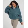 imageODODOS Womens Sherpa Fleece HalfZip Pullover  Cozy Warm Long Sleeve Sweatshirt Cinchable Outerwear with PocketsSaxony Blue