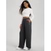 imageODODOS Womens Stretch Fleece Wide Leg Sweatpants  UltraSoft Cozy Warm HighRise Relaxed Lounge Pants with Pockets  29quotCharcoal Heather