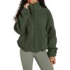 imageODODOS Womens Sherpa Fleece FullZip Jacket Long Sleeve Coat Soft Warm Cinchable Outerwear with PocketsMoss Green