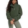 imageODODOS Womens Sherpa Fleece HalfZip Pullover  Cozy Warm Long Sleeve Sweatshirt Cinchable Outerwear with PocketsMoss Green