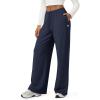 imageODODOS Womens Stretch Fleece Wide Leg Sweatpants  UltraSoft Cozy Warm HighRise Relaxed Lounge Pants with Pockets  29quotNavy