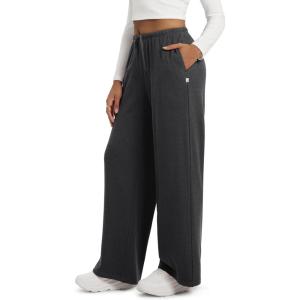 imageODODOS Womens Stretch Fleece Wide Leg Sweatpants  UltraSoft Cozy Warm HighRise Relaxed Lounge Pants with Pockets  29quotCharcoal Heather
