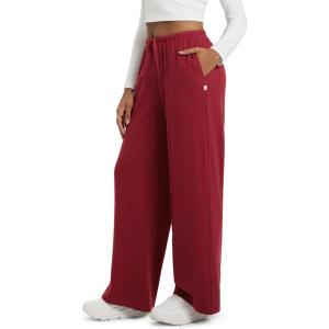 imageODODOS Womens Stretch Fleece Wide Leg Sweatpants  UltraSoft Cozy Warm HighRise Relaxed Lounge Pants with Pockets  29quotSalsa Heather