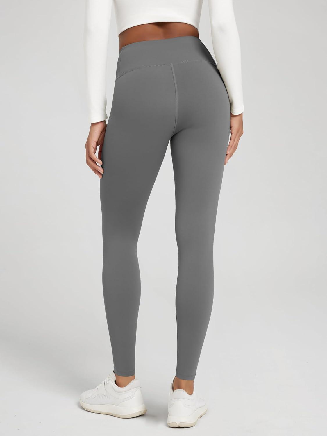 imageODODOS Womens Thick Fleece Lined Leggings Thermal Warm Winter Tights  25quot  28quot High Waisted Yoga Pants with Back PocketsCharcoal